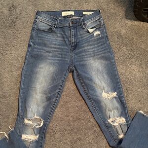 PacSun Women's Ripped Skinny Jeans in Blue